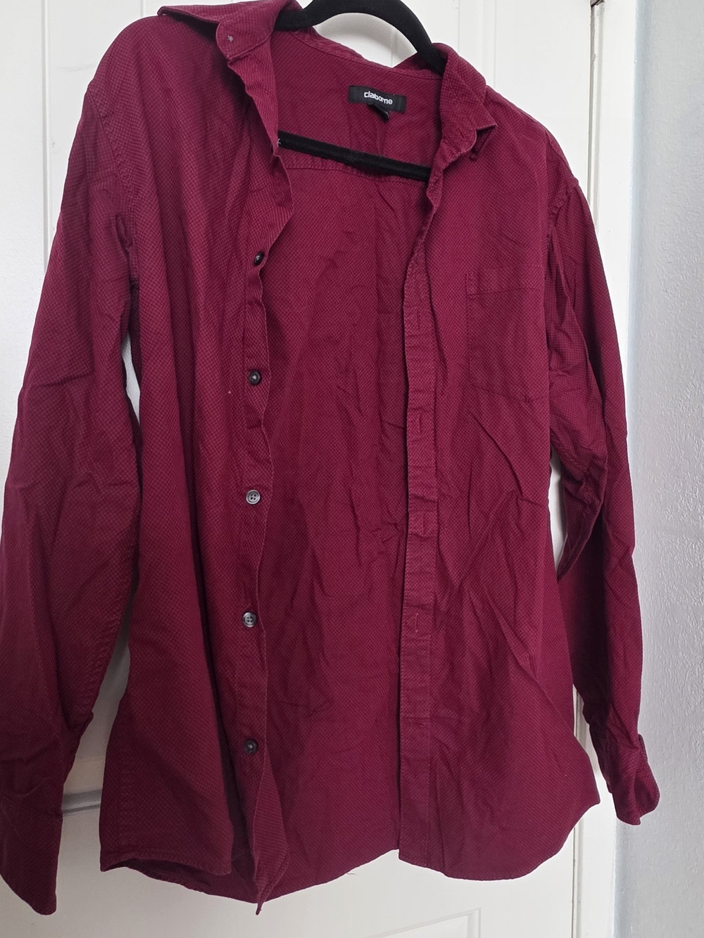 Claiborne Men’s Burgundy Long-Sleeve Button-Up Shirt Jacket
